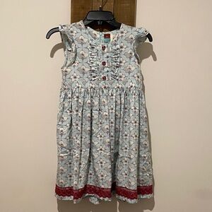 Matilda Jane Blue Floral Dress with Red Trim